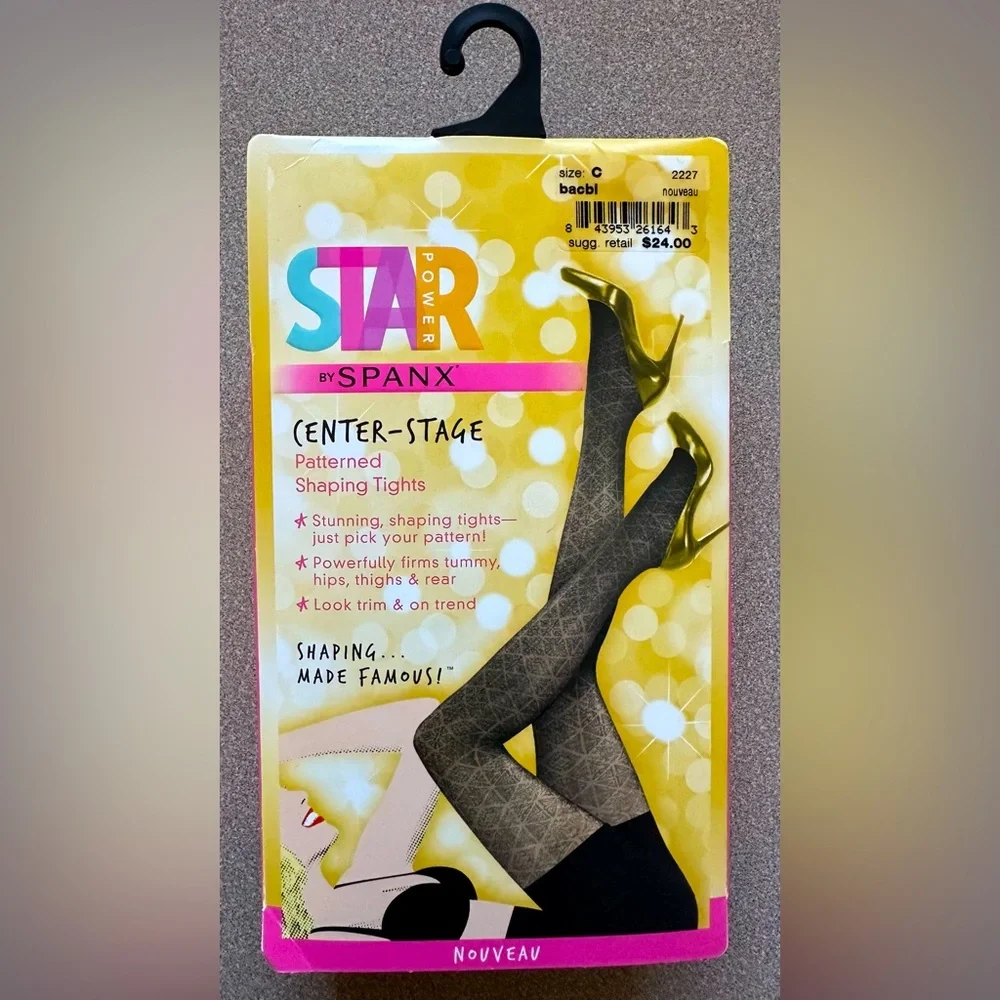 Spanx Star Power Center-Stage Patterned Shaping Tights  - NIP